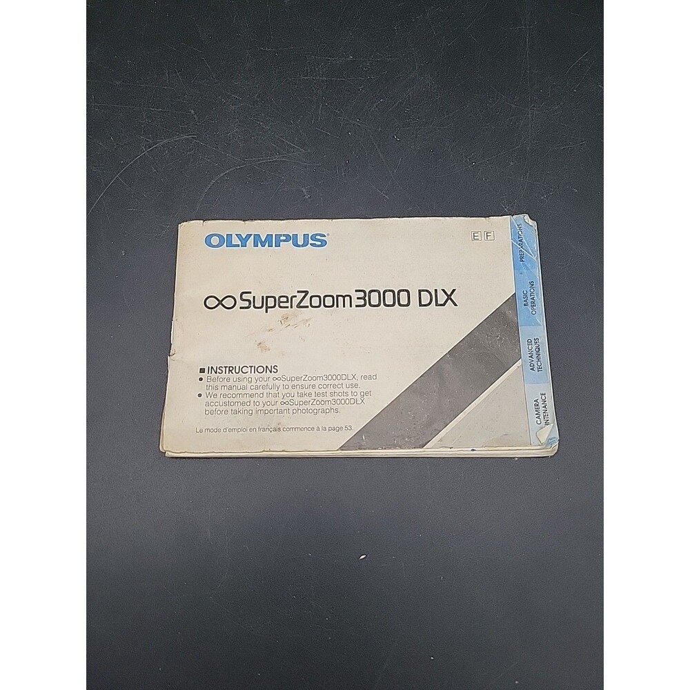 Olympus Super Zoom 3000 DLX Film Camera Instruction Manual Book English French